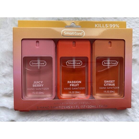 3 Pk 1 Fl Oz Smart Care Scented Hand Sanitizer Spray Berry Passion Fruit Citrus - Picture 1 of 12